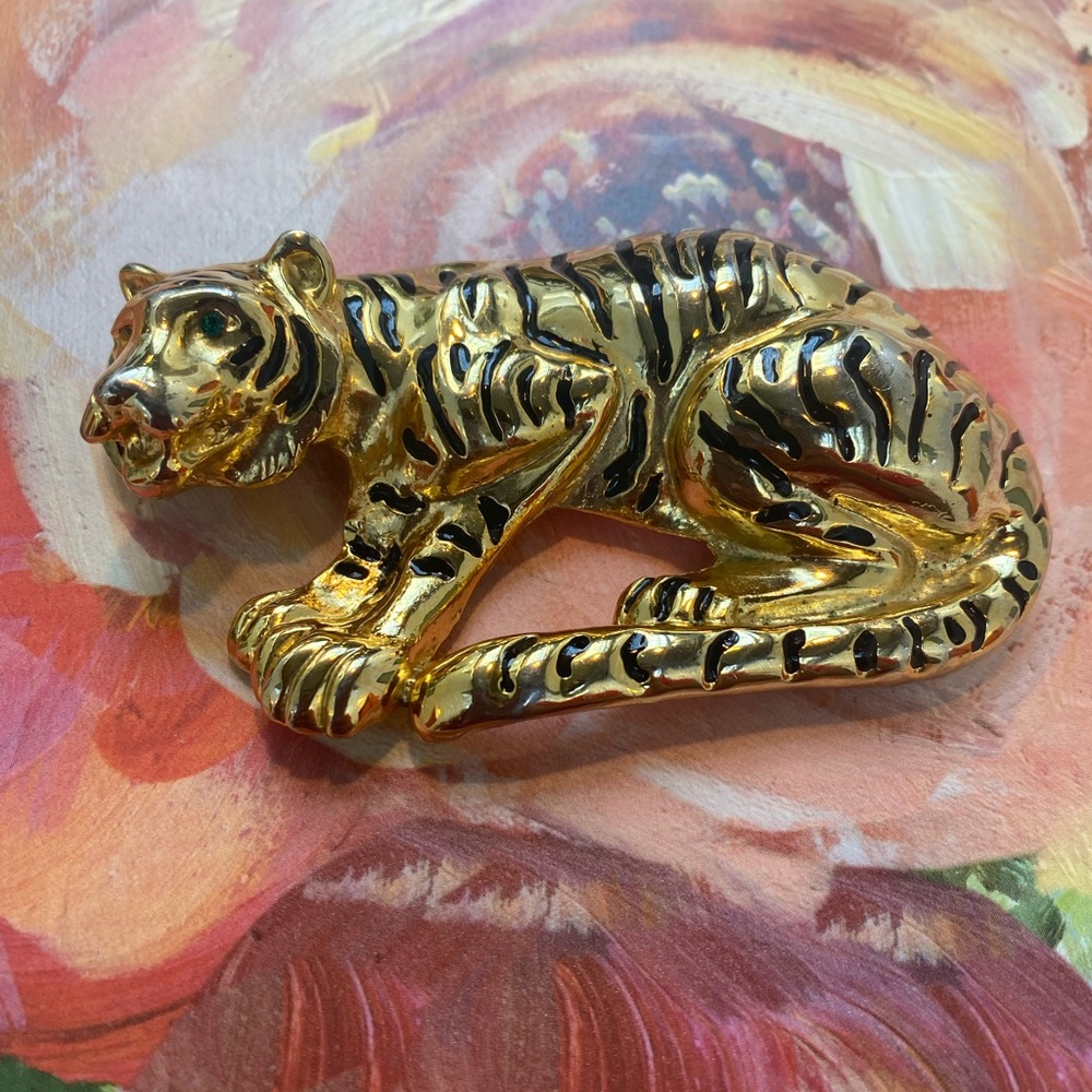 Gold Tiger Brooch